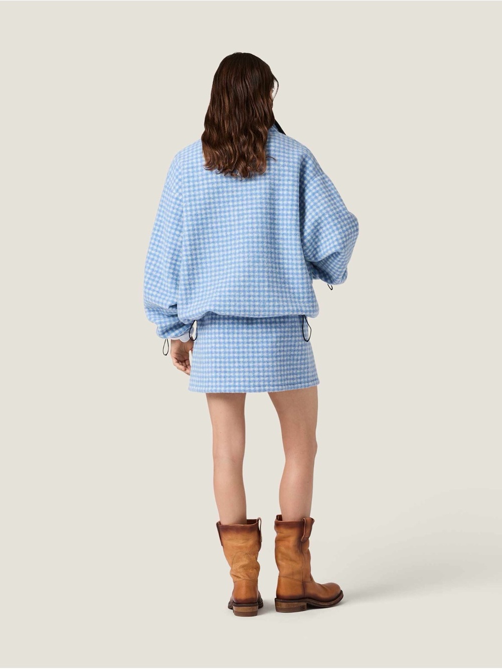 NWOT Miu Miu Blue Gingham Fleece Jacket, Size M - Picture 6 of 15